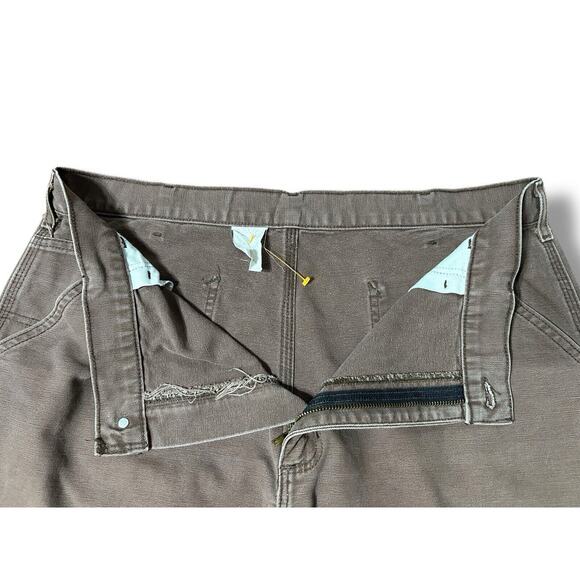 Vintage Faded Carhartt B11 CHT Canvas Pant 37x28 Brown Dungaree Wide Workwear - Picture 7 of 12